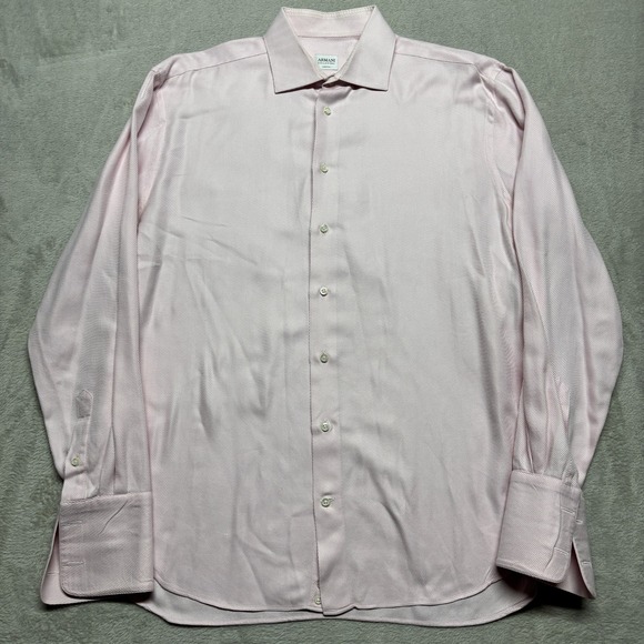 Armani Collezioni Other - Armani Collezioni Button Down Dress Shirt Pink Striped Textured Mens‎ L 41/16